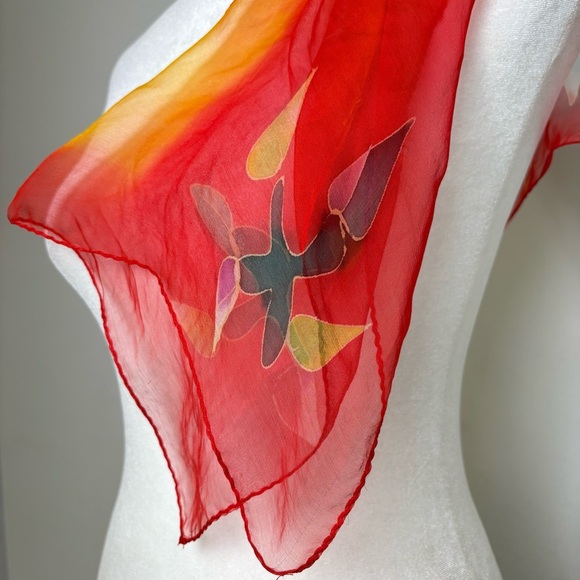 Artisan dyed silk square scarf artsy - Picture 3 of 10